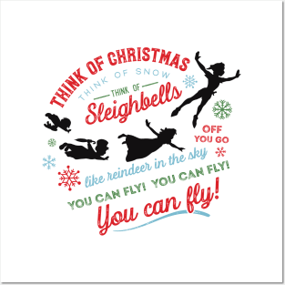 You Can Fly - Christmas Peter Pan art - Think of Christmas Think of Snow by Kelly Design Company Posters and Art